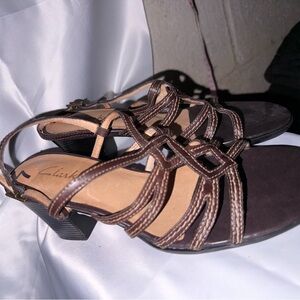 Clarks Dark Brown Strappy Sandals